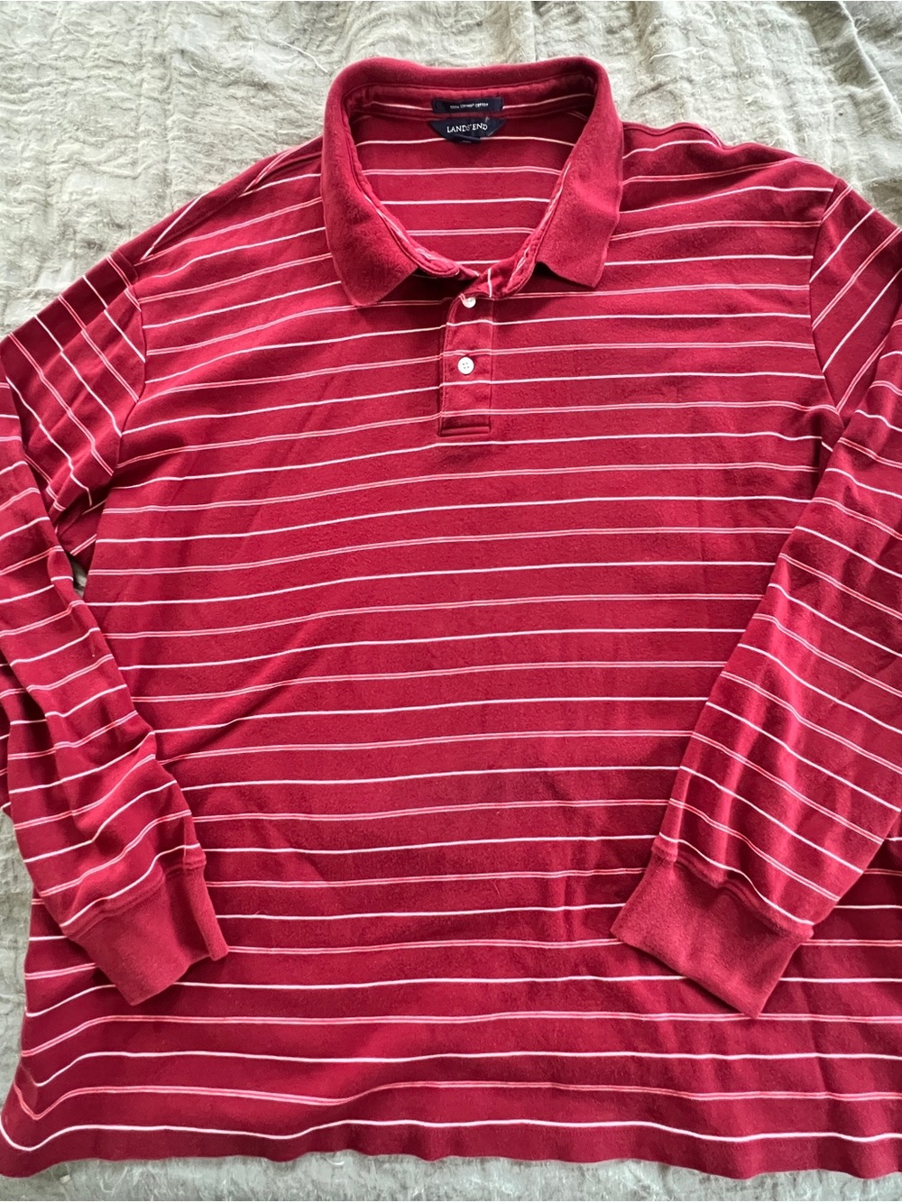 Lands End Men’s Preppy Long Striped Rugby Shirt Size XXL 100% Supima Cotton
